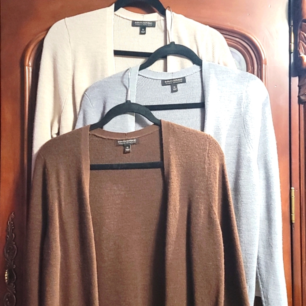 Three Banana Republic merino wool cardigans